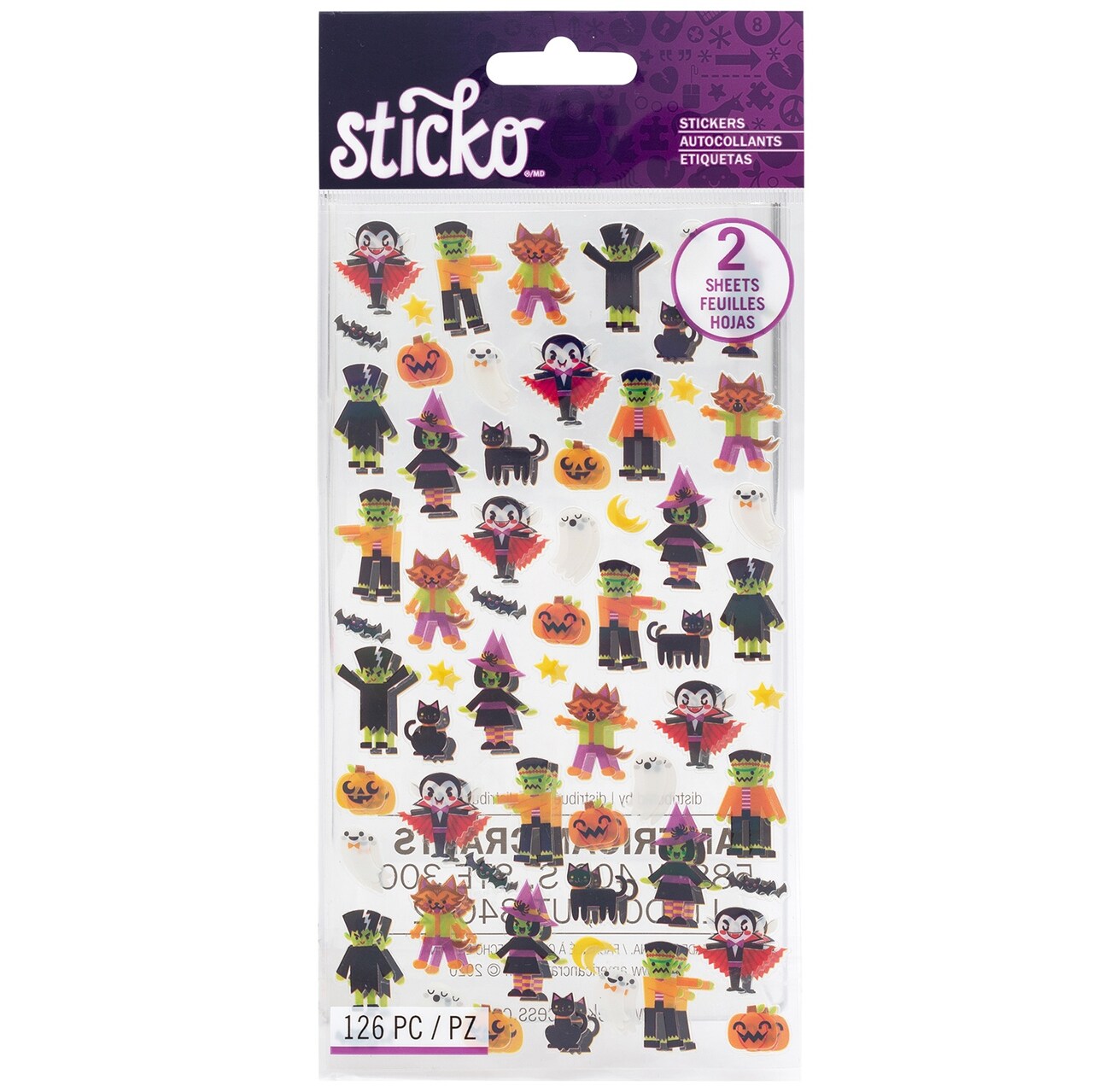 Sticko Flat Stickers-Tiny Halloween Characters, 126/Pkg